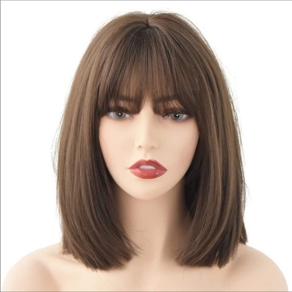 NEW Short Straight Bob hair Bangs Ombre Wig